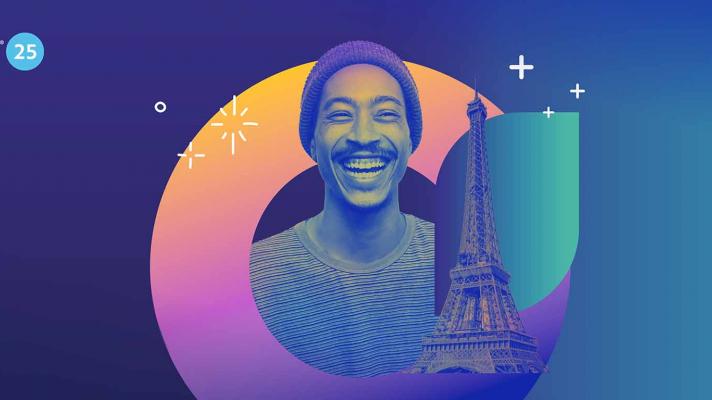 Smiling person and Eiffel Tower with HIMSS25 EU logo Smiling person and Eiffel Tower with HIMSS25 EU logo